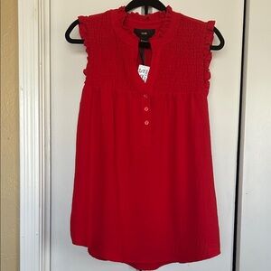 Rains Vibrant Red Ruffle Top NWT